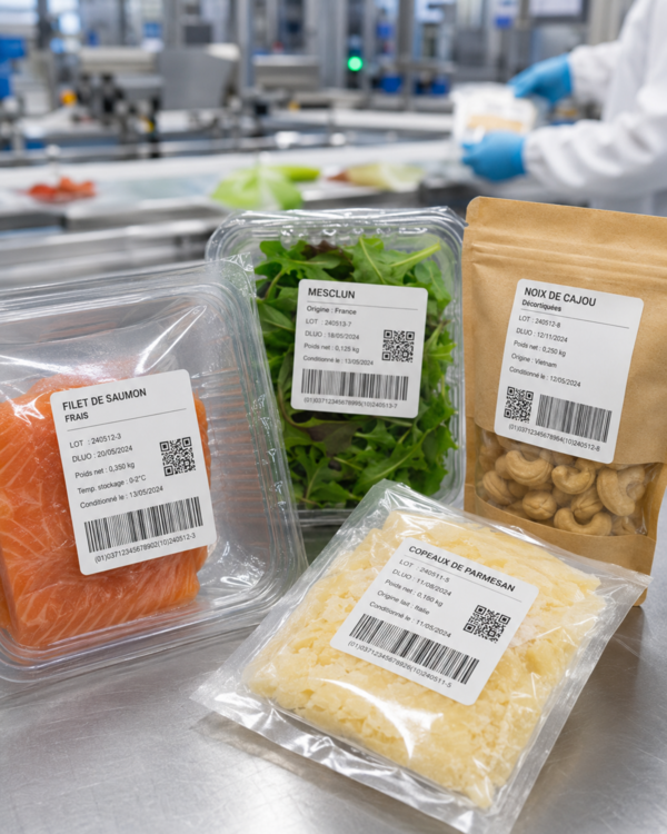 Étiquettes de traçabilité alimentaire : gérer DLC, lots et codes-barres sans erreur